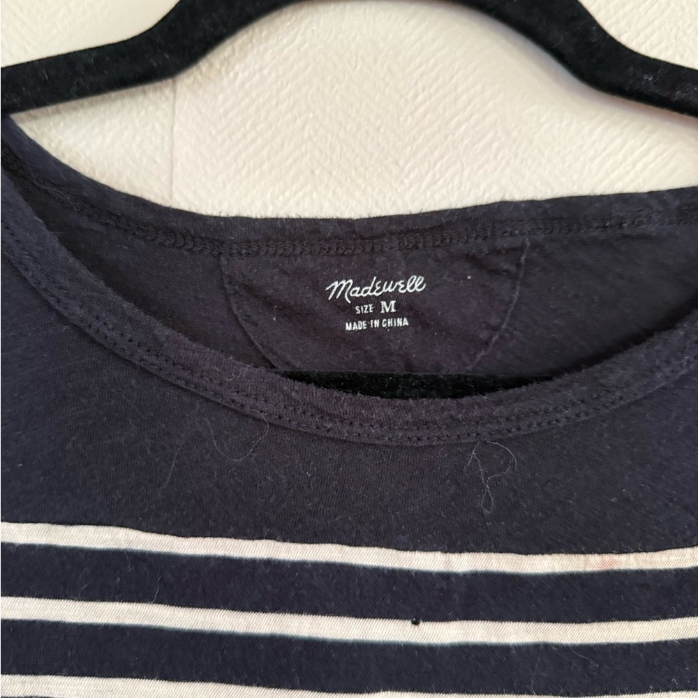 Madewell | Black and White Striped Long Sleeve Tee | Medium - Picture 5 of 8